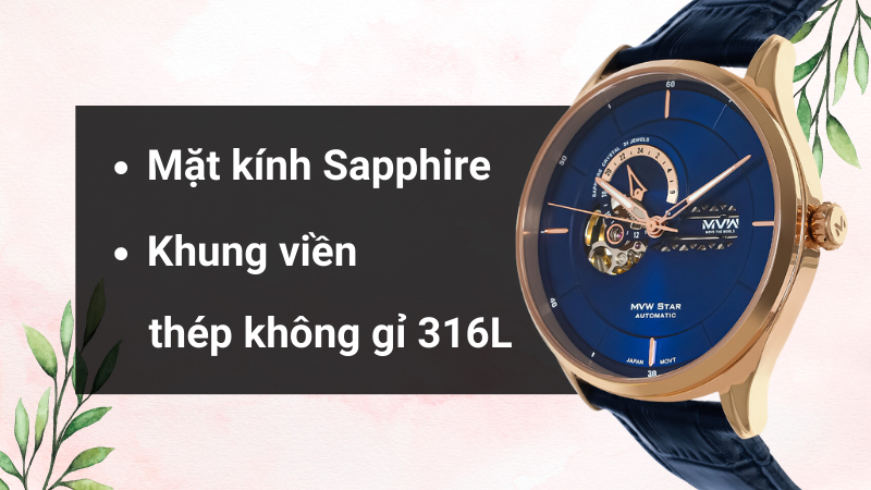 Chất liệu mặt kính và khung viền của mẫu đồng hồ Chất liệu mặt kính và khung viền của mẫu đồng hồ