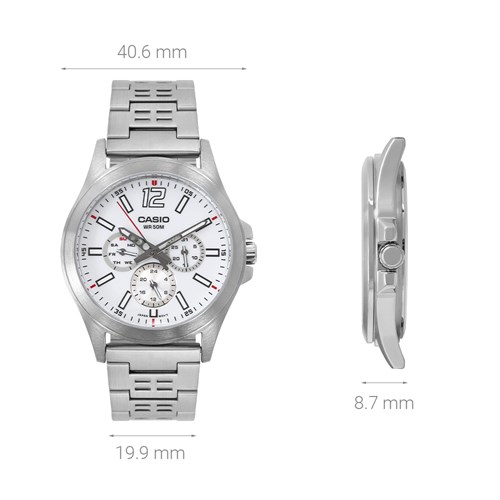 Đồng hồ CASIO 40.6 mm Nam MTP-E350D-7BVDF Màu Bạc