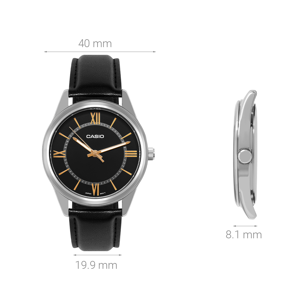 Đồng hồ CASIO Timeless 40 mm Nam MTP-V005L-1B5UDF Màu Đen