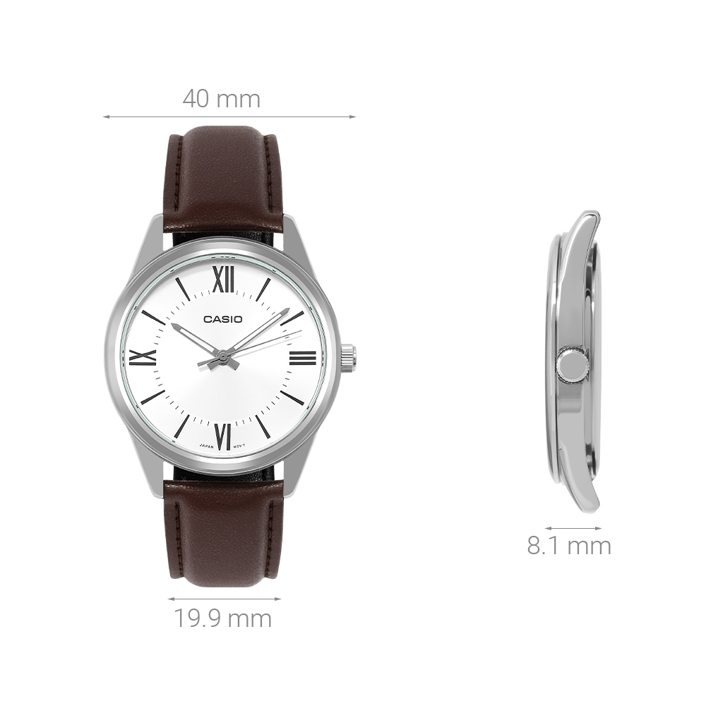 Đồng hồ CASIO Timeless 40 mm Nam MTP-V005L-7B5UDF Màu Nâu