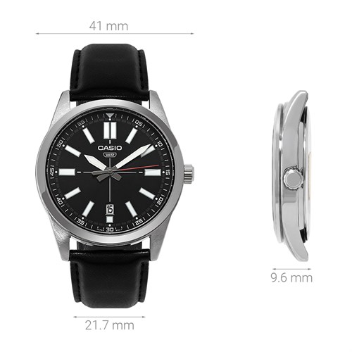 Đồng hồ CASIO 41 mm Nam MTP-VD02L-1EUDF Màu Đen