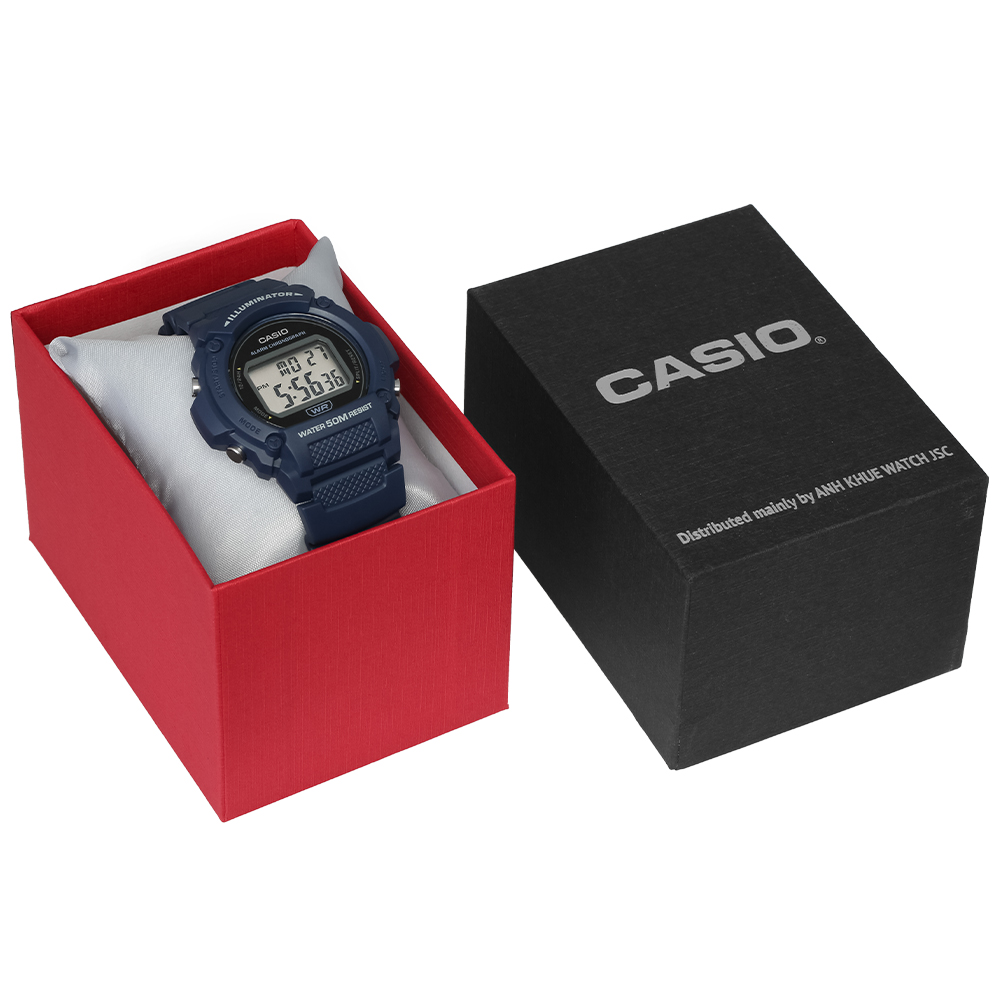 Đồng hồ CASIO Timeless 47 mm Nam W-219H-2AVDF Màu Xanh Dương