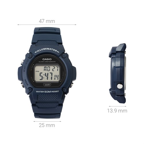 Đồng hồ CASIO 47 mm Nam W-219H-2AVDF Màu Xanh Dương