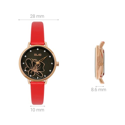 Đồng hồ ELIO Flower 28 mm Nữ EL119-01 Màu Đỏ