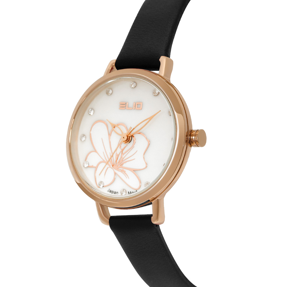 Đồng hồ ELIO Flower 28 mm Nữ EL119-02 Màu Đen