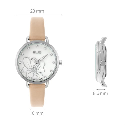 Đồng hồ ELIO Flower 28 mm Nữ EL119-03 Màu Kem