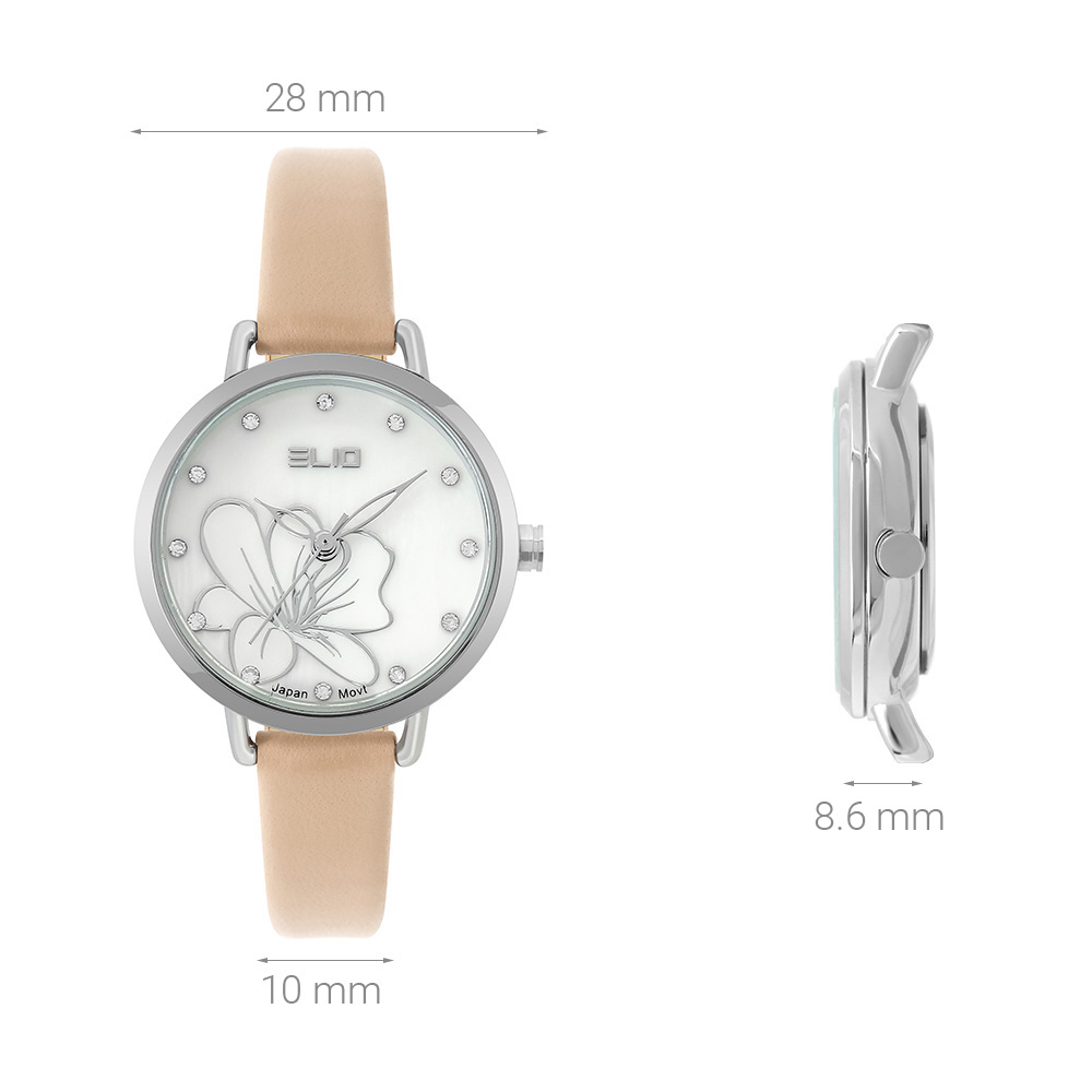 Đồng hồ ELIO Flower 28 mm Nữ EL119-03 Màu Kem