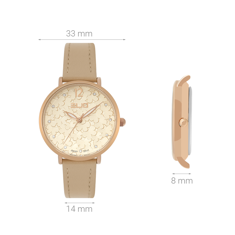 Đồng hồ ELIO Flower 33 mm Nữ EL121-01 Màu Nâu