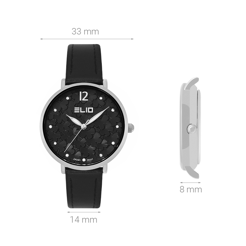 Đồng hồ ELIO Flower 33 mm Nữ EL121-03 Màu Đen