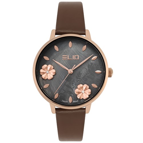 Đồng hồ ELIO Flower 35 mm Nữ EL123-01 Màu Nâu