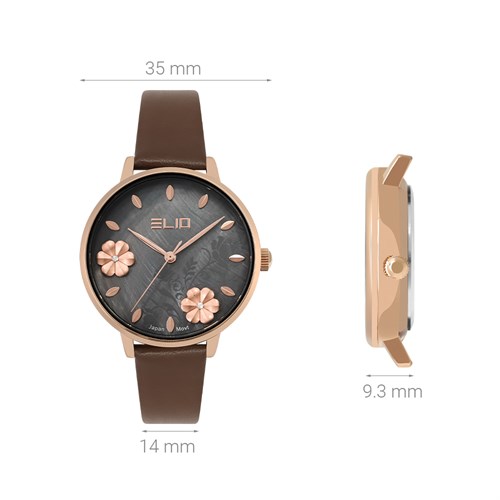 Đồng hồ ELIO Flower 35 mm Nữ EL123-01 Màu Nâu