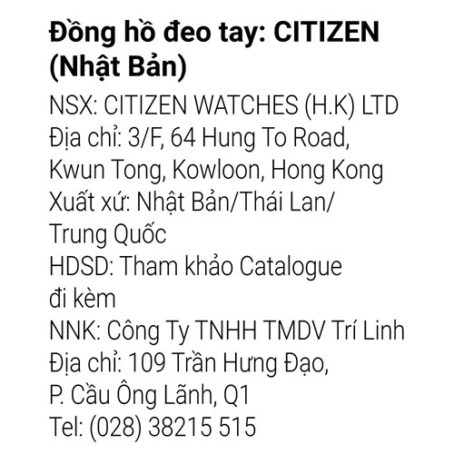 Đồng hồ CITIZEN 30.5 mm Nữ EM0890-85L Màu Bạc