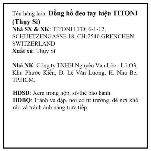 Đồng hồ Titoni 24.5 mm Nữ TQ42918 S-ST-587 Màu Đen