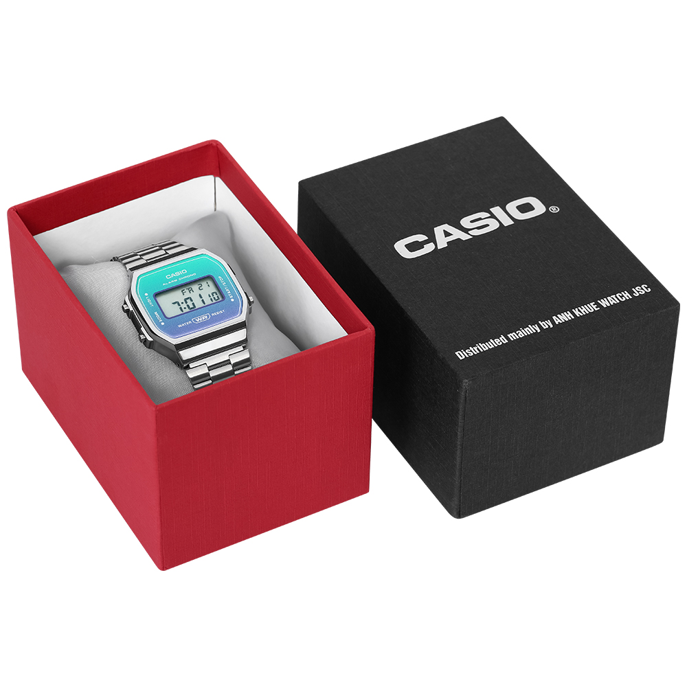 Đồng hồ Casio Vintage 38.6 x 36.3 mm Unisex A168WER-2ADF Màu Bạc