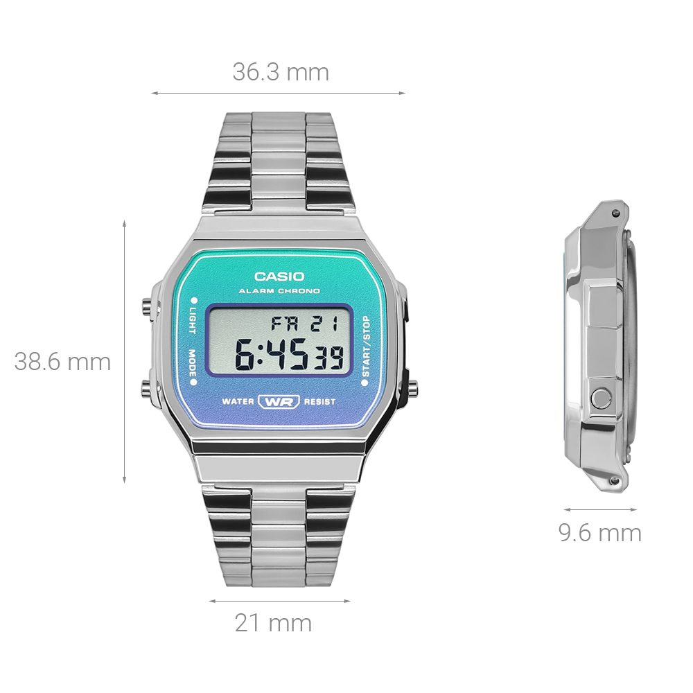Đồng hồ Casio Vintage 38.6 x 36.3 mm Unisex A168WER-2ADF Màu Bạc