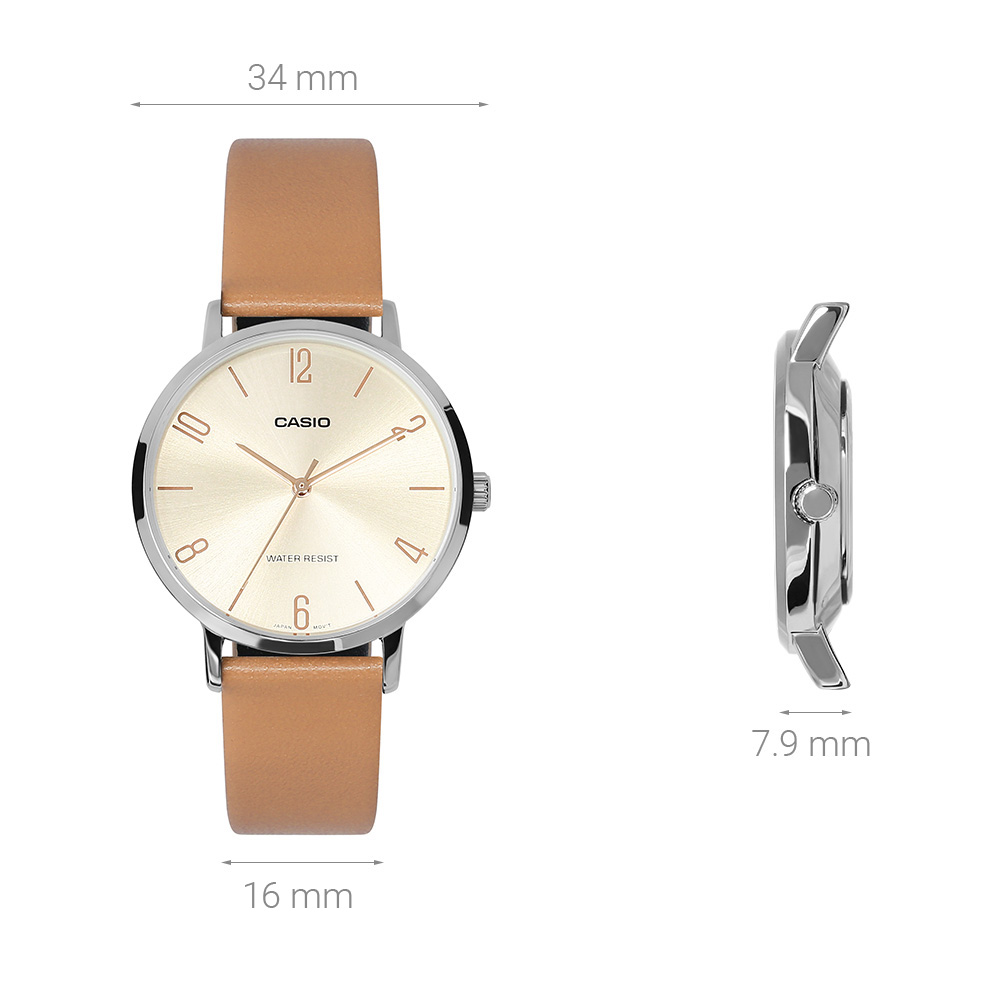 Đồng hồ Casio Timeless 34 mm Nữ LTP-VT01L-5BUDF Màu Nâu