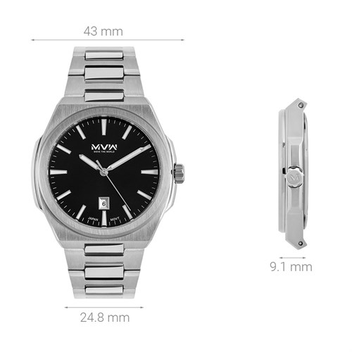 Đồng hồ MVW 43 mm Nam MS085-02 Màu Bạc