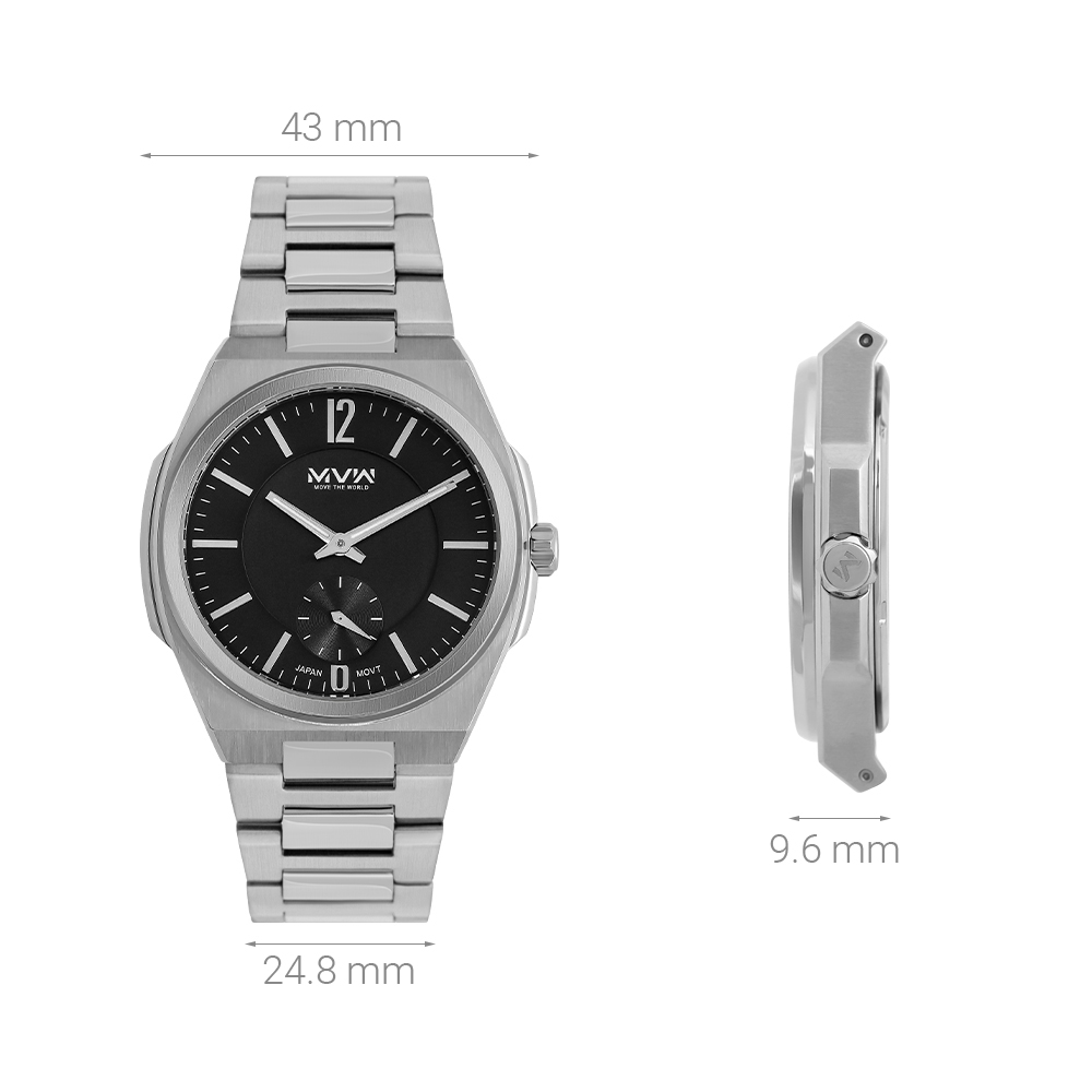 Đồng hồ MVW 43 mm Nam MS086-01 Màu Bạc