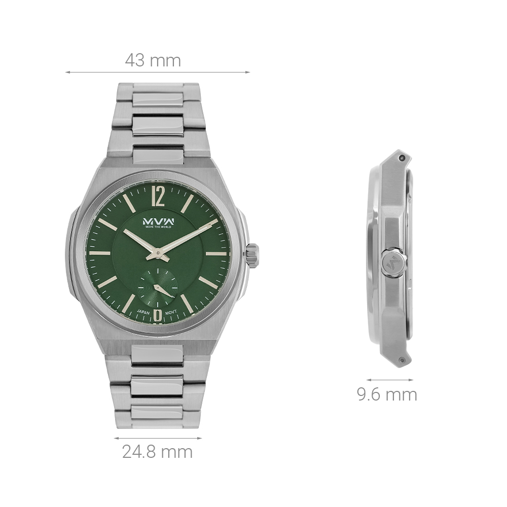 Đồng hồ MVW 43 mm Nam MS086-02 Màu Bạc