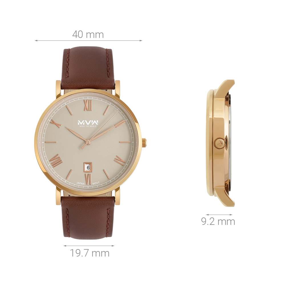 Đồng hồ MVW 40 mm Nam ML073-01 Màu Nâu