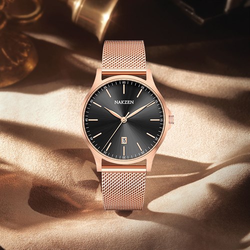 Đồng hồ Nakzen Hoa & Gió 40 mm Nam SS9324G-1NR Màu Vàng Hồng