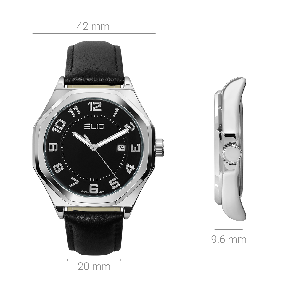 Đồng hồ Elio 42 mm Nam EC015-01 Màu Đen