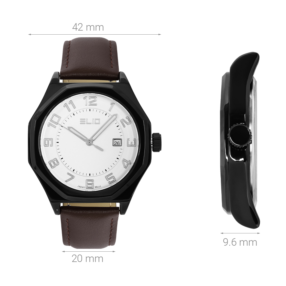 Đồng hồ Elio 42 mm Nam EC016-01 Màu Nâu