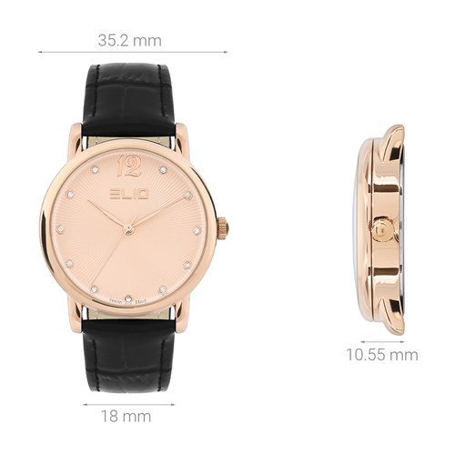 Đồng hồ Elio 35.2 mm Nữ EL127-04 Màu Đen