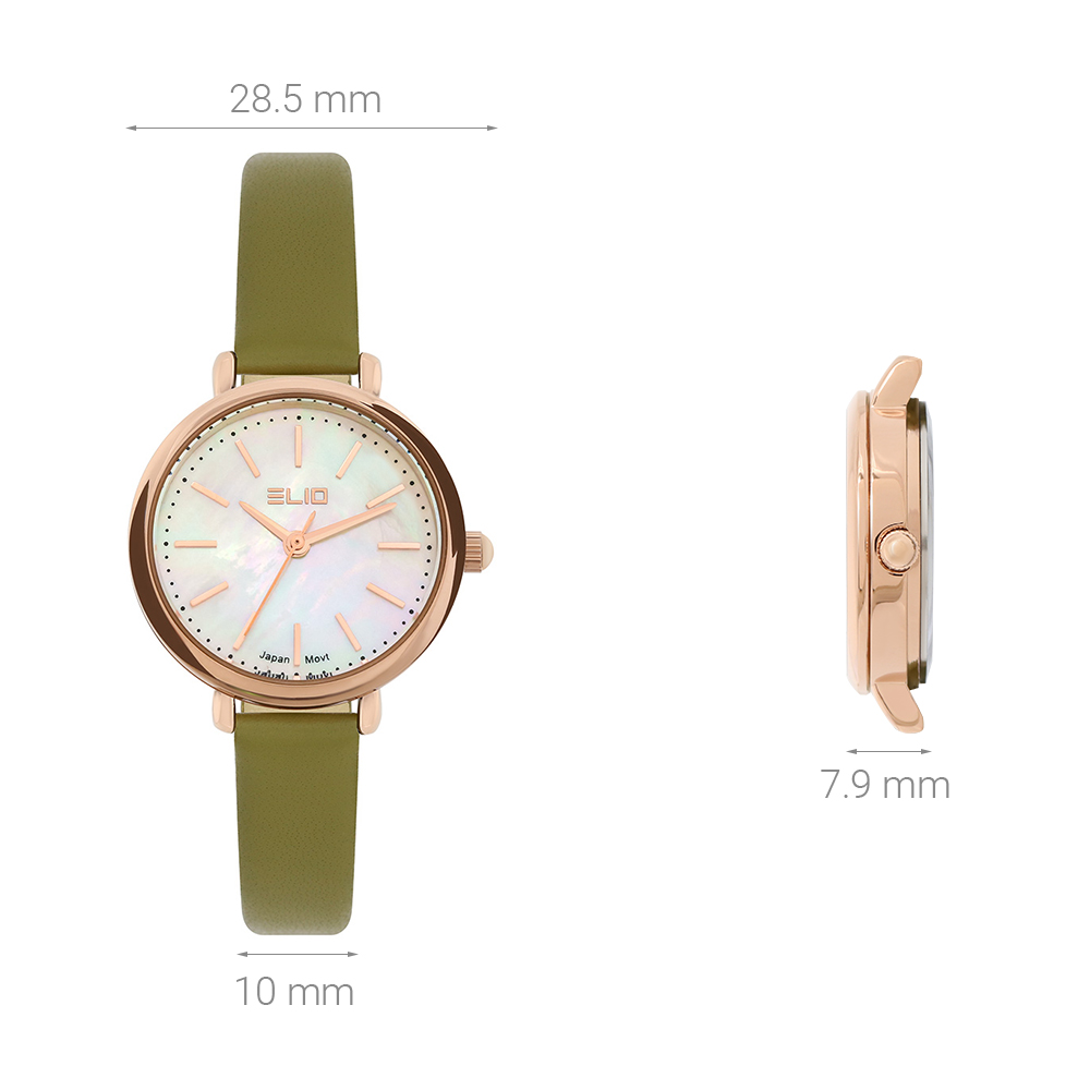 Đồng hồ Elio Ngày có em 28.5 mm Nữ EL124-02 Màu Xanh lá