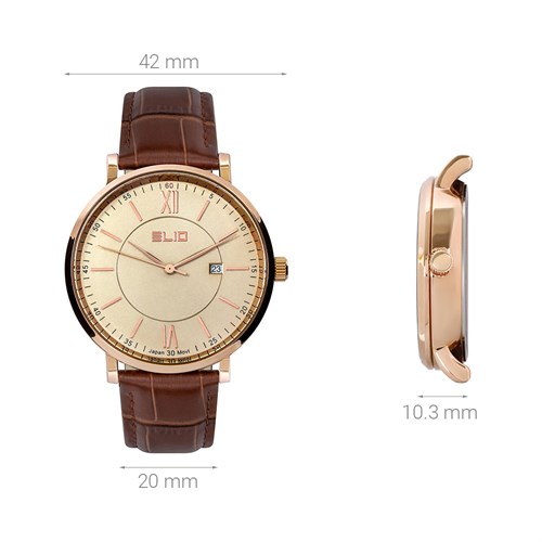 Đồng hồ Elio 42 mm Nam EC018-01 Màu Nâu