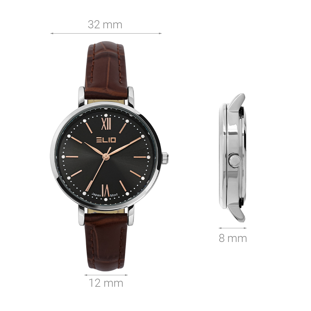 Đồng hồ Elio 32 mm Nữ EL130-01 Màu Nâu