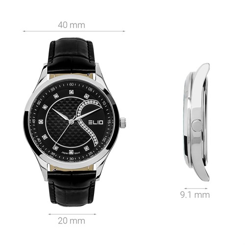 Đồng hồ Elio 40 mm Nam EC022-01 Màu Đen