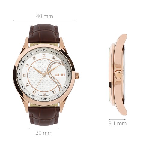 Đồng hồ Elio 40 mm Nam EC023-01 Màu Nâu