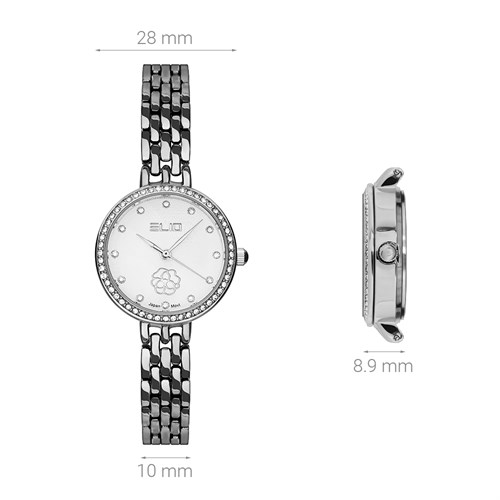 Đồng hồ Elio Flower 28 mm Nữ ES133-01 Màu Bạc