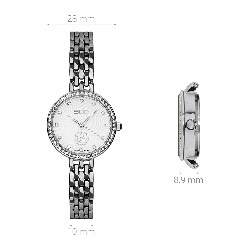 Đồng hồ Elio Flower 28 mm Nữ ES133-01 Màu Bạc