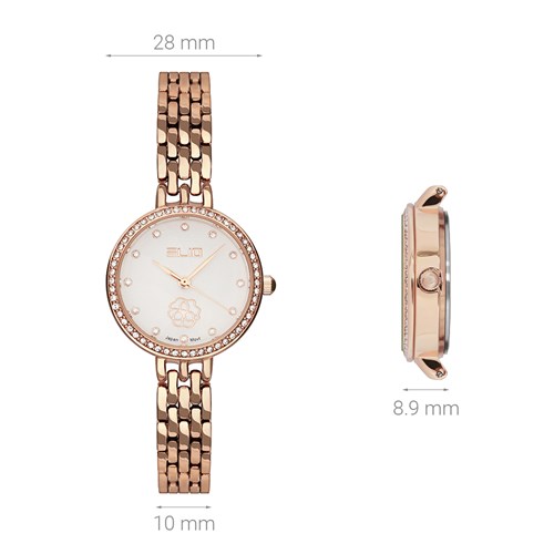 Đồng hồ Elio Flower 28 mm Nữ ES133-02 Màu Vàng Hồng