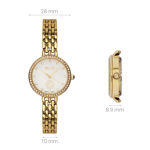 Đồng hồ Elio Flower 28 mm Nữ ES133-03 Màu Vàng