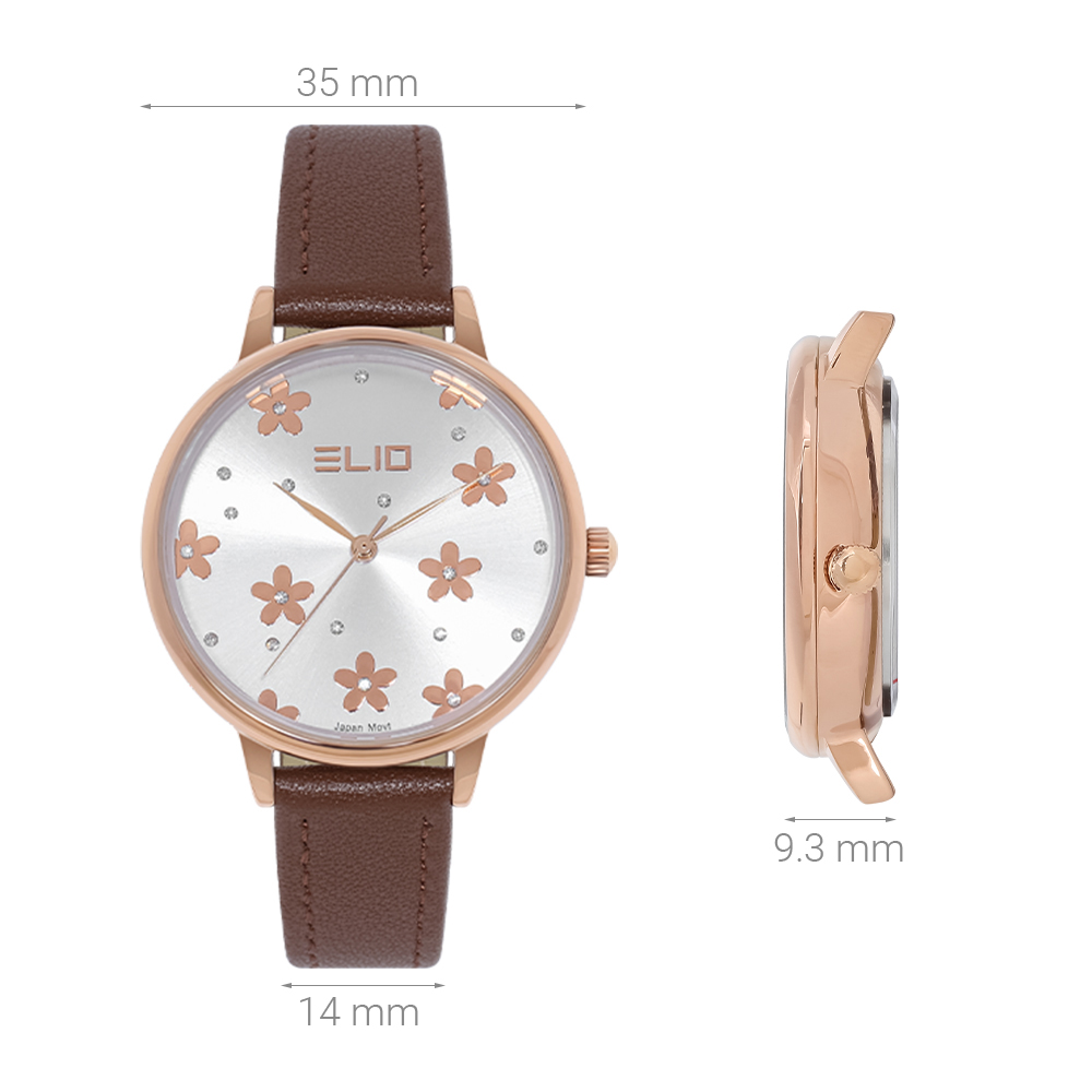 Đồng hồ Elio 35 mm Nữ EL133-01 Màu Nâu