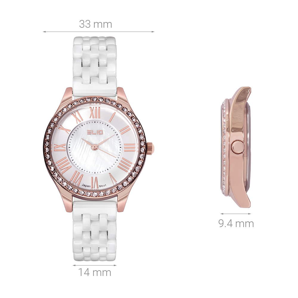 Đồng hồ Elio 33 mm Nữ ES144-01 Màu Trắng