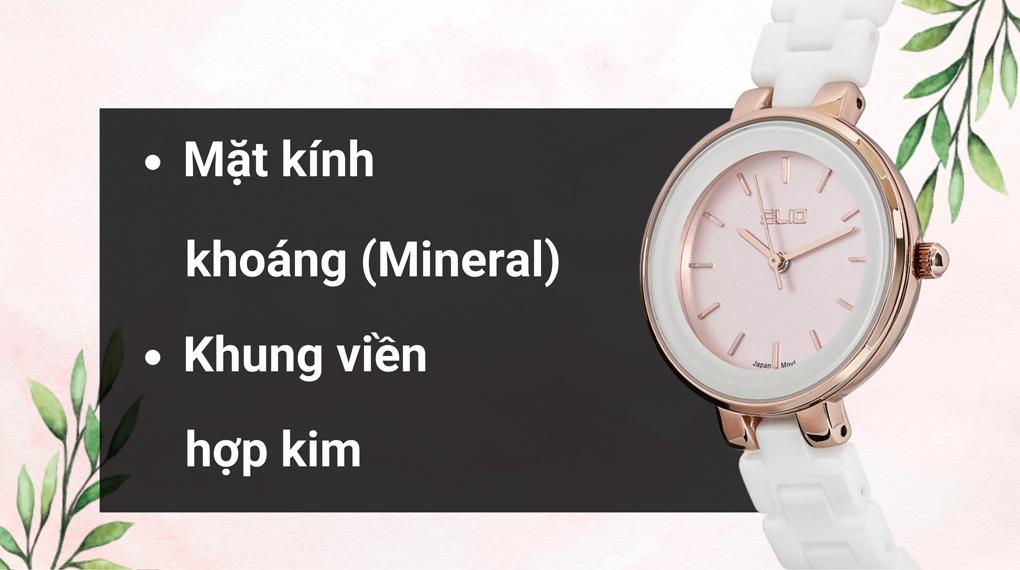 Chất liệu mặt kính và khung viền của mẫu đồng hồ Chất liệu mặt kính và khung viền của mẫu đồng hồ