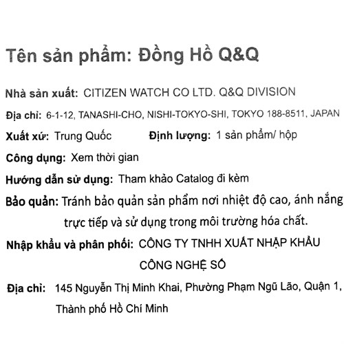 Đồng hồ Q&Q 30 mm Nữ C01A-001PY Màu Bạc