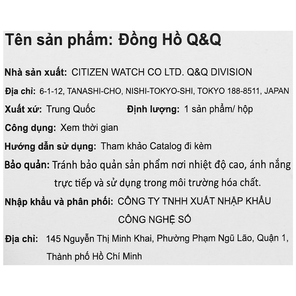 Đồng hồ Q&Q 40 mm Nam C08A-013PY Màu Đen