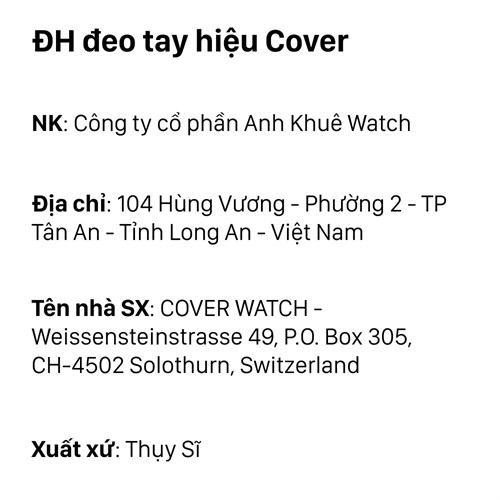 Đồng hồ Cover 25 mm Nữ CO125.02 Màu Bạc