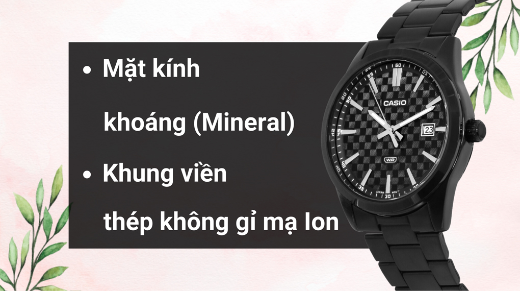 Chất liệu mặt kính và khung viền của mẫu đồng hồ Chất liệu mặt kính và khung viền của mẫu đồng hồ