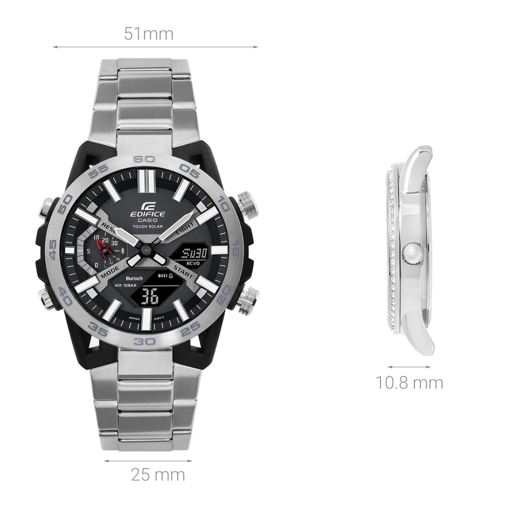 Đồng hồ Edifice Casio 51 mm Nam ECB-2000D-1ADF Màu Bạc