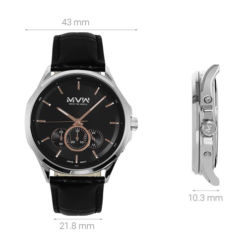 Đồng hồ MVW Sport 43 mm Nam ML074-01 Màu Đen