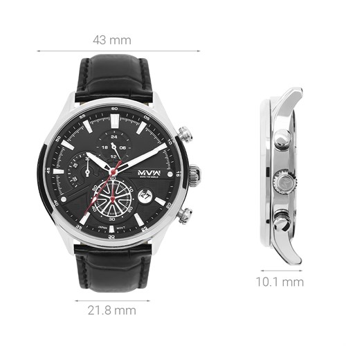Đồng hồ MVW Sport 43 mm Nam ML075-01 Màu Đen