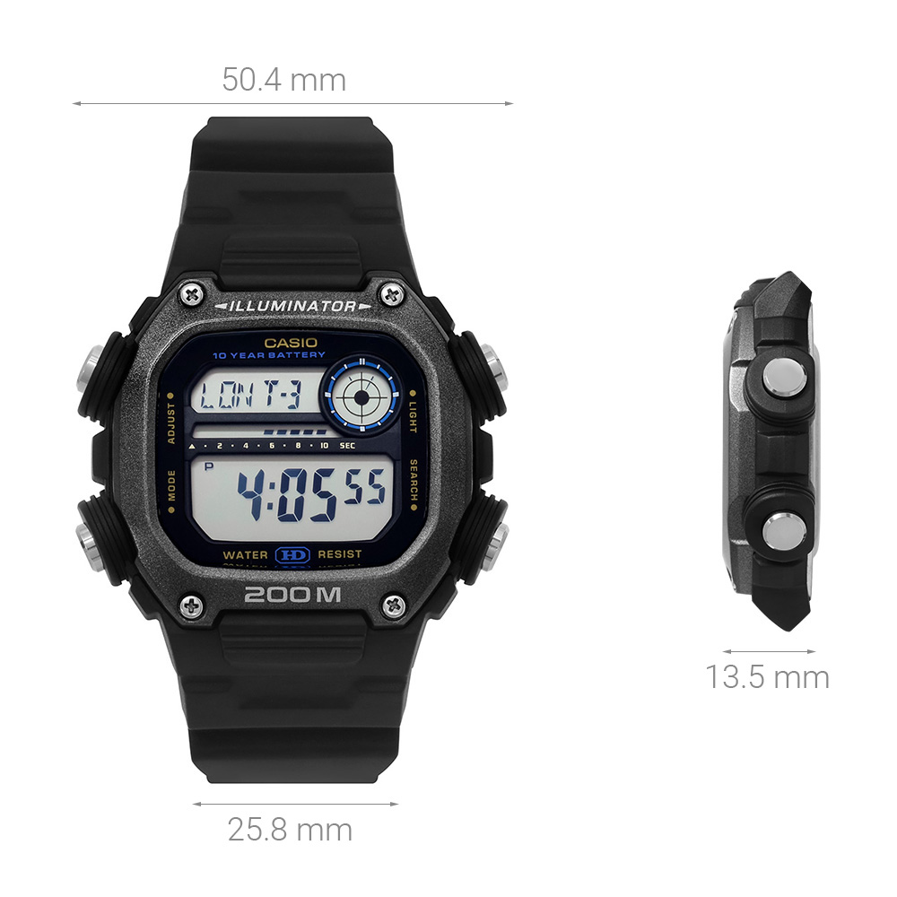 Đồng hồ Casio Timeless 50.5 × 50.4 mm Nam DW-291HX-1AVDF Màu Đen