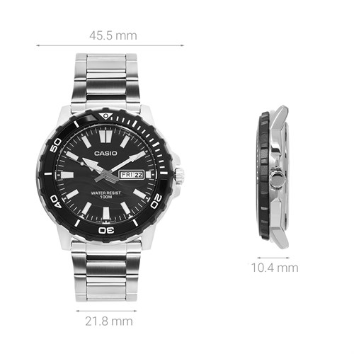 Đồng hồ Casio 45.5 mm Nam MTD-125D-1A1VDF Màu Bạc