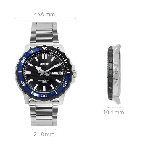 Đồng hồ Casio 45.5 mm Nam MTD-125D-1A2VDF Màu Bạc